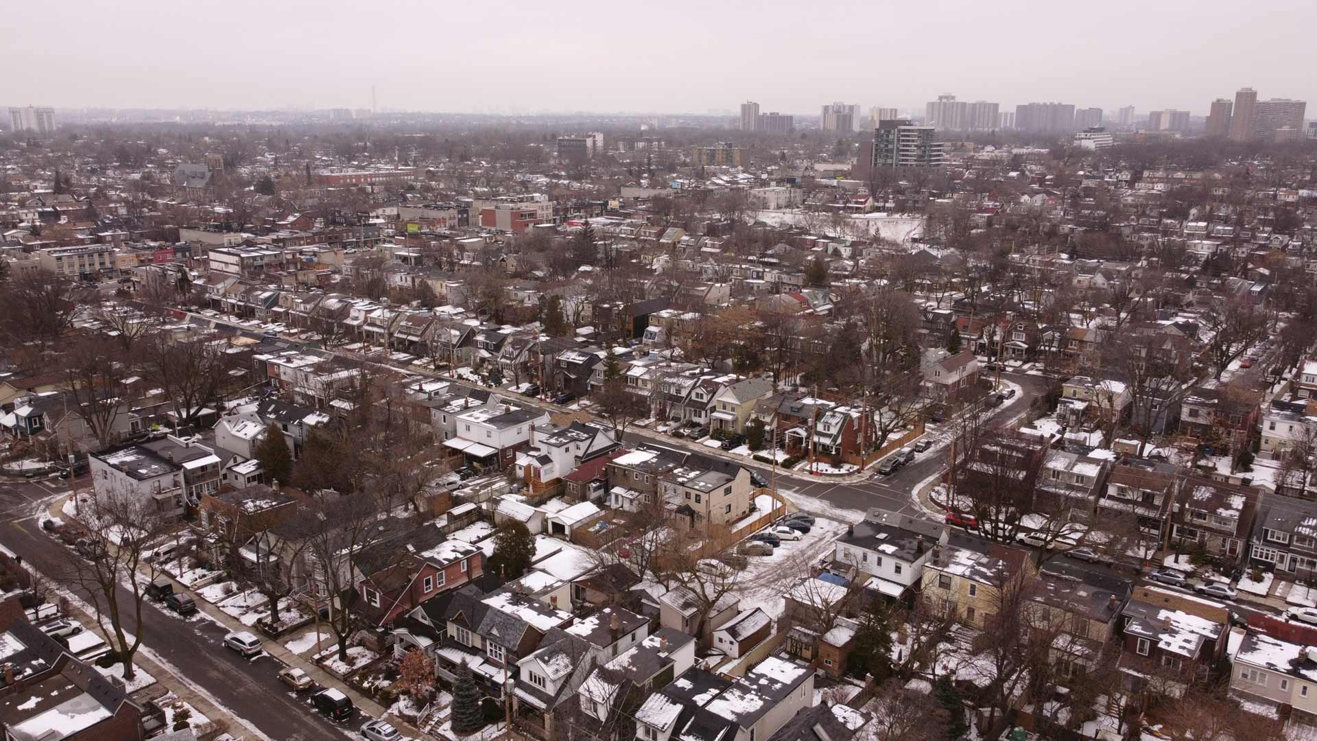 A Canadian suburb during winter