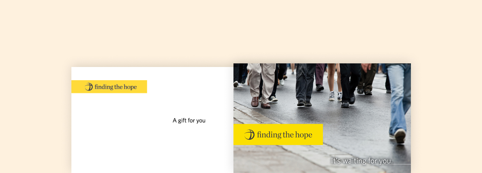 An image of the Finding the Hope booklet and an envelope people can place it in when they hand it out to others.