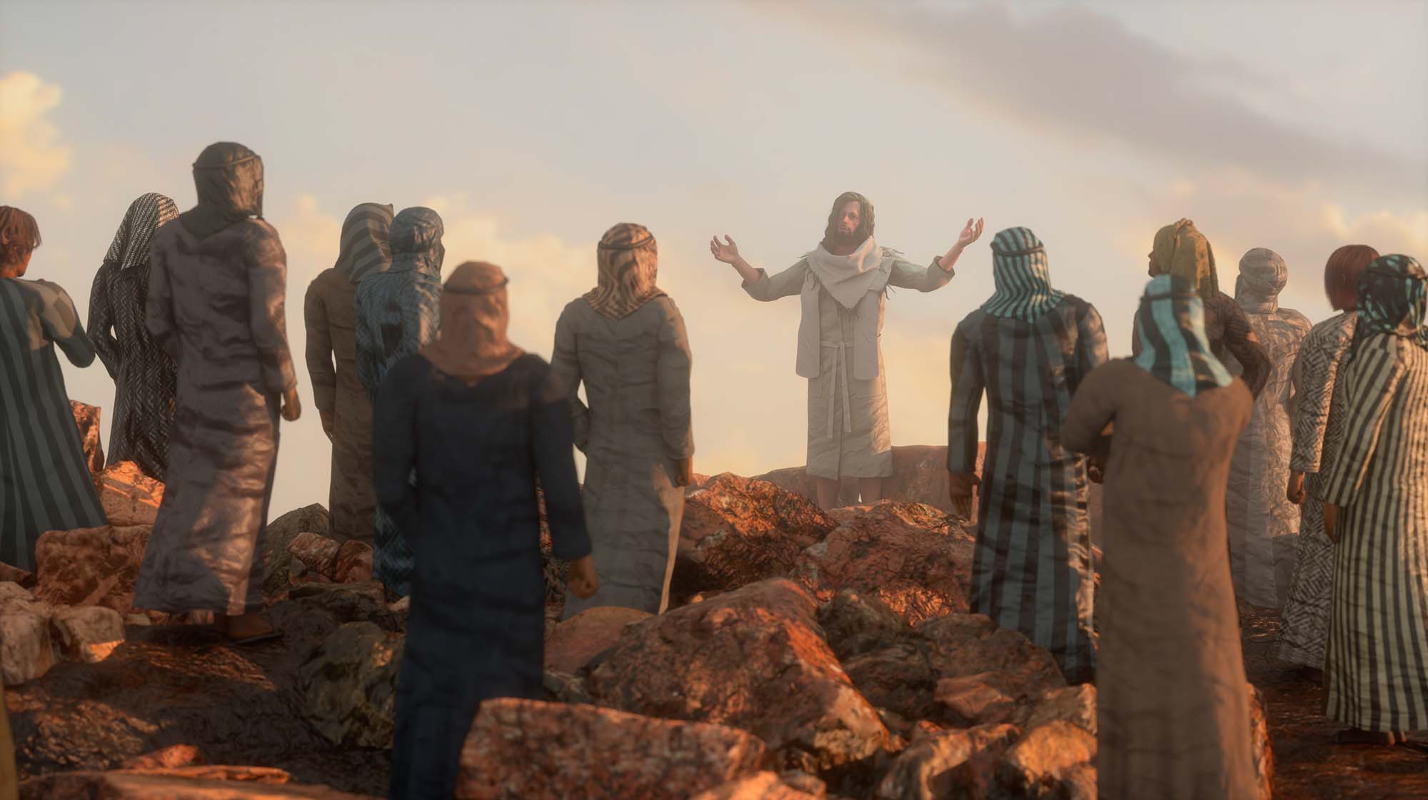 An illustration of Jesus preaching to his disciples.